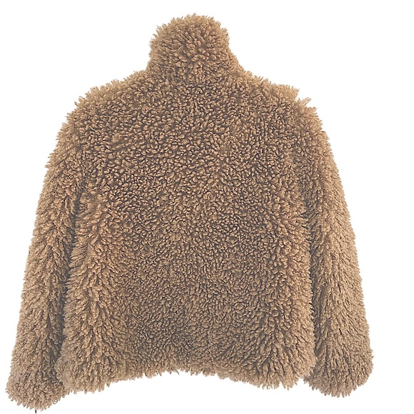 ZARA TEDDY MONGOLIAN CURLY FAUX FUR TAN TEDDY CROP OVERSIZED JACKET SIZE SMALL - Picture 8 of 11